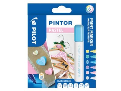 PILOT Set de 6 marqueurs  Pen Pintor couleurs pastel &agrave; pointe moyenne