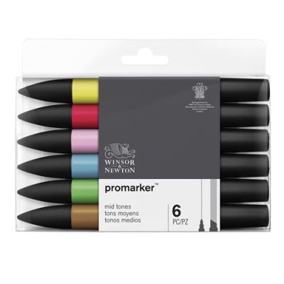 WINSOR & NEWTON Set de 6 marqueurs Promarker -  - Tons moyens