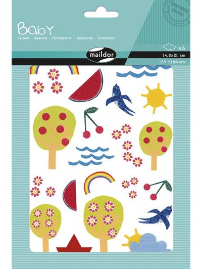 MLDR Set de 6 planches &agrave; stickers Maildor Baby Saisons