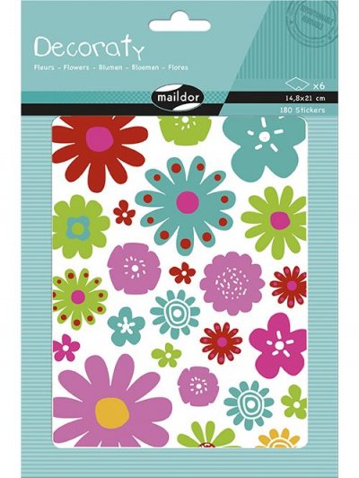 Set de 6 planches &agrave; stickers Maildor Decoraty Fleurs