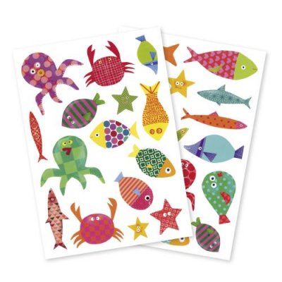 MLDR Set de 6 planches A5 &agrave; gommettes Maildor Baby Poissons
