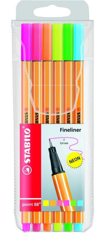 STABILO Set de 6 stylos feutres  Point 88 Fineliner Fluo