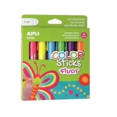 APLI Set de 6 tubes gouache solide  Kids Couleurs fluorescentes