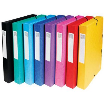 EXACOMPTA Set De 8 Bo&icirc;tes Exabox Dos 40mm Carte Lustr&eacute;e A4 Assorties