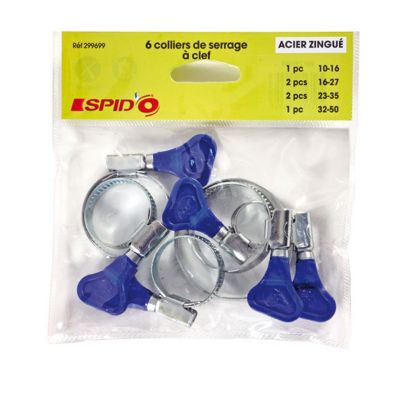 SPIDO Set de colliers de serrage &agrave; clef Spid'O - 6 pi&egrave;ces