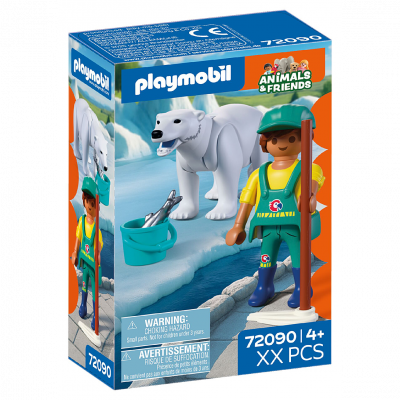 Set de jeu PLAYMOBIL Zoo Ours polaire et gardien du zoo - Neuf