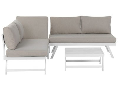 BELIANI Set de salon 5 personnes en aluminium gris