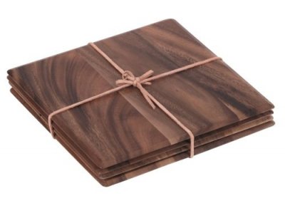 Set de table carr&eacute; acacia - boite de 4 - - 250x250x8mm