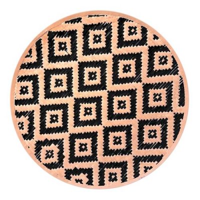  Set de table rond beige et noir en feuilles de bambou - 38 cm