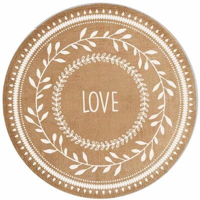 SUD TRADING Set de table rond en toile de jute LOVE