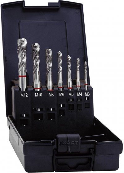 EXACT Set de tarauds pour machine  43694 7 pi&egrave;ces m&eacute;trique coupe &agrave; droite HSS-E forme C 1 set