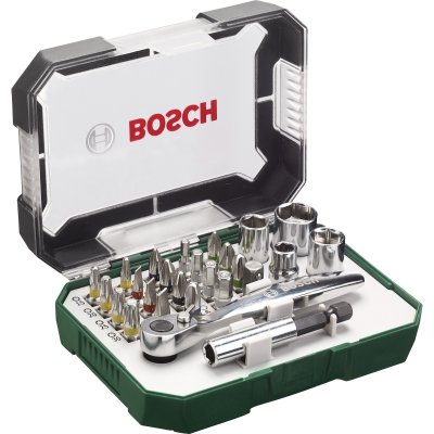 BOSCH Set de vissage couleur 26 pieces avec cl&eacute; a cliquet