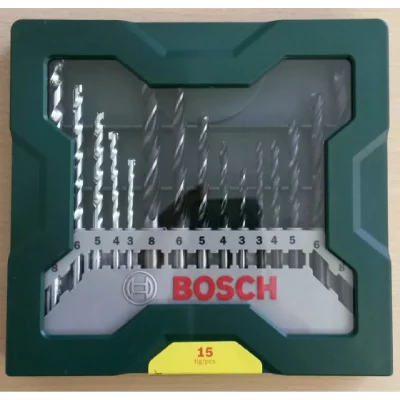 BOSCH Set Forets &Agrave; M&eacute;taux/&Agrave; Bois/&Agrave; Pierre 15 &Eacute;l&eacute;ments  Mini X-Line