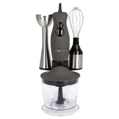 CLATRONIC Set mixeur plongeant + batteur + fouet inox 200 w  sms3777