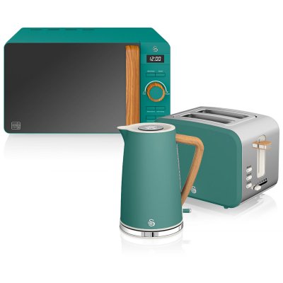 SWAN Set petit-d&eacute;jeuner bouilloire grille-pain micro-ondes 20L Nordic Vert, , STRP1060, , Vert