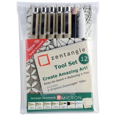 SAKURA Set zentangle feutres et cartes, 12 pi&egrave;ces bruynzeel z12ptgb