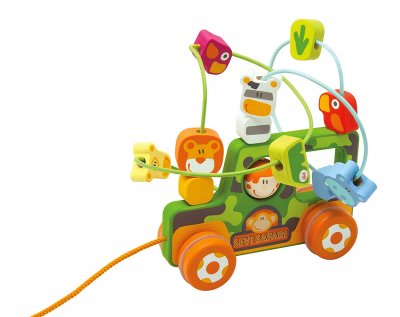 SEVI  1831 - Camion Safari Labyrinthe Africain - Jouets Bois &agrave; Tirer