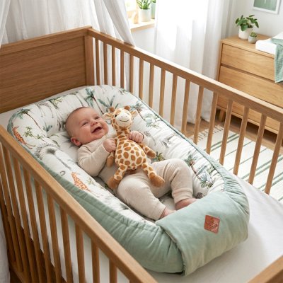 SEVIRA KIDS  - Cocon b&eacute;b&eacute; matelass&eacute; nid r&eacute;ducteur de lit Safari
