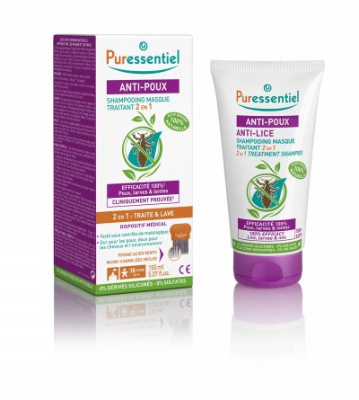 PURESSENTIEL Shampooing traitant 2 en 1 Anti-Poux 1050ml