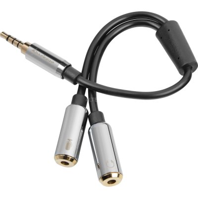 SHARKOON  0.12m, 3.5mm/2x3.5mm c&acirc;ble audio 0,12 m 3,5mm Noir, Argent