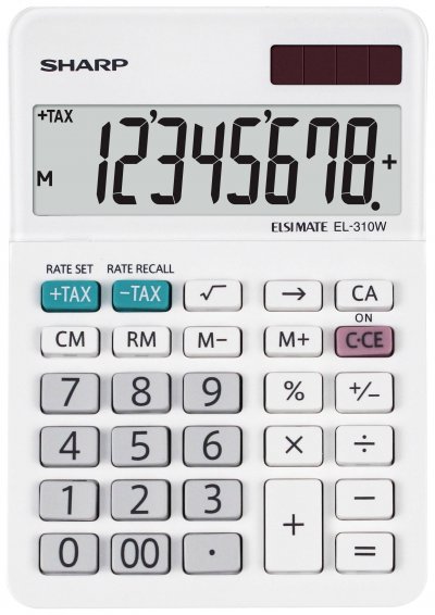 SHARP  EL-310W Calculatrice de poche blanc Ecran: 8 &agrave; pile(s), solaire