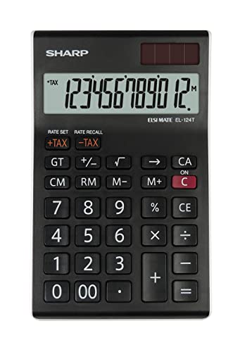 SHARP  Tischrechner EL-124 TWH, Solar-/ Batteriebetrieb