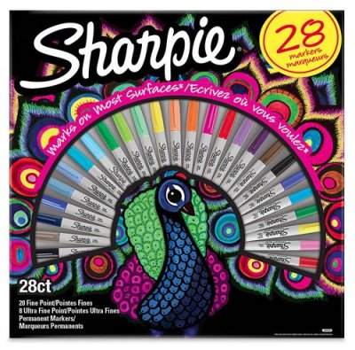 SHARPIE  - 28 Marqueurs permanents - Pointe fine x 20 et Pointe ultra-fine x 8 - couleurs assorties