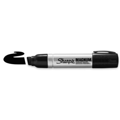 SHARPIE  - Marqueur Magnum Corps En M&eacute;tal Noir (Pointe Biseaut&eacute;e)