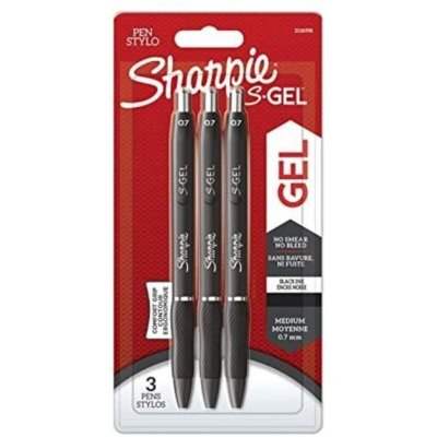 SHARPIE  Stylo encre gel S-GEL, 0,7 mm, noir, blister de 3 - Lot de 4