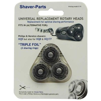 PHILIPS Shaver-Parts HQ9 T&ecirc;te rotative de rechange universelle triple feuille