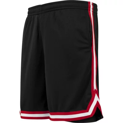 URBAN CLASSICS Short de  - Short Stripes Mesh - S &agrave; 3XL - pour Homme - noir/rouge