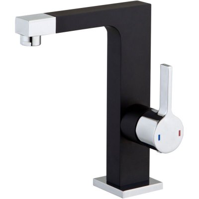 ESSEBAGNO Short Mitigeur Lavabo, Noir et Chrom&eacute;