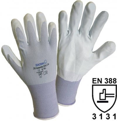 SHOWA  265R, Enduction de Nitrile, Grip polyvalent, Bleu clair, 8/L