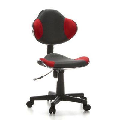 HJH OFFICE Si&egrave;ge de bureau enfant / Si&egrave;ge pivotant KIDDY GTI-2, tissu gris / rouge 