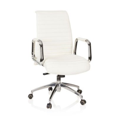 Si&egrave;ge de bureau / Fauteuil de direction ASPERA 10, cuir Nappa ivoire hjh OFFICE