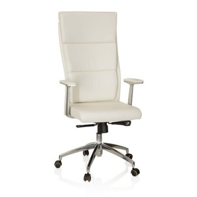 Si&egrave;ge de bureau / Fauteuil de direction MONZA 20, cuir ivoire hjh OFFICE