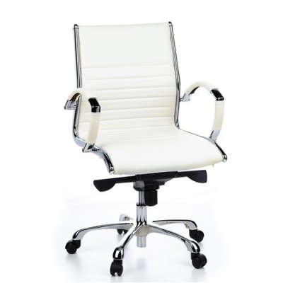 Si&egrave;ge de bureau / Fauteuil de direction PARMA 10, cuir cr&egrave;me, chrom&eacute;