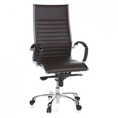 Si&egrave;ge de bureau / Fauteuil de direction PARMA 20, cuir marron, chrom&eacute; hjh OFFICE