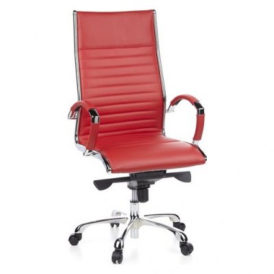 Si&egrave;ge de bureau / Fauteuil de direction PARMA 20, cuir rouge, chrom&eacute; hjh OFFICE