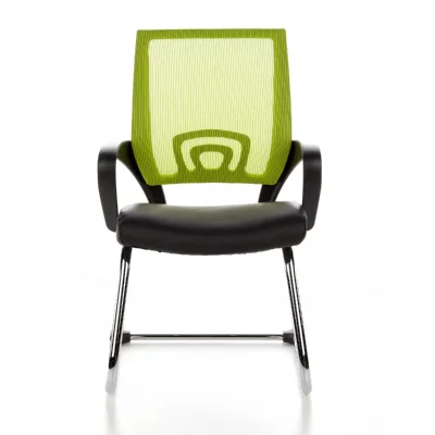 Si&egrave;ge de conf&eacute;rence / Pi&egrave;tement luge VISTO NET V, tissu maille noir / vert, chrom&eacute; hjh OFFICE