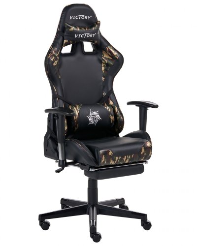 BELIANI Si&egrave;ge de gaming victory cuir pu gris fonc&eacute; 196798
