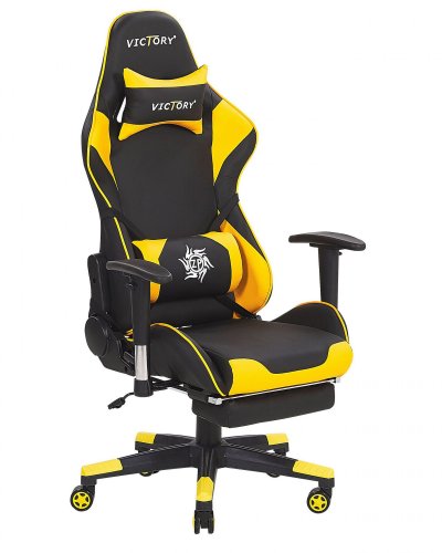 BELIANI Si&egrave;ge de gaming victory cuir pu jaune 196817 