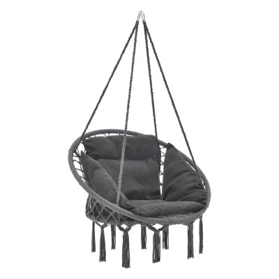 CASA.PRO Si&egrave;ge Rond avec Coussin Hamac Kailua avec 4 Cordes d'attache Gris Fonc&eacute; []