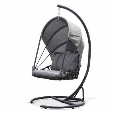 DCB GARDEN Si&egrave;ge suspendu de jardin avec coussins et nacelle pliable gris
