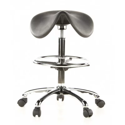 Si&egrave;ge technique/ Tabouret technique / Tabouret pivotant TOP WORK 13, mousse rigide, noir, chrom&eacute;