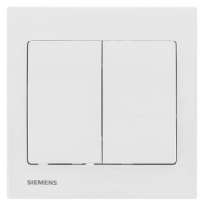 SIEMENS  - Double Va et Vient Blanc Delta Iris + Plaque basic Blanc