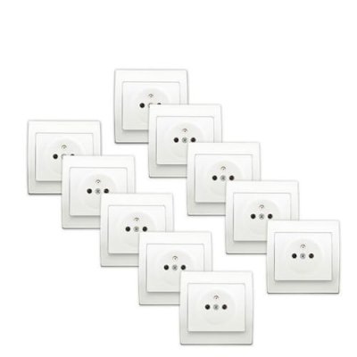 SIEMENS  - LOT 10 Prises 2P+T Blanc Delta Iris + Plaques Basic Blanc