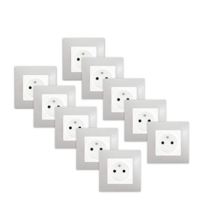 SIEMENS  - LOT de 10 Prises 2P+T Blanc Delta Viva + Plaques Gris