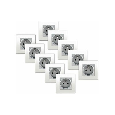 SIEMENS  - LOT de 10 Prises 2P+T Silver Delta Viva + Plaques Blanc