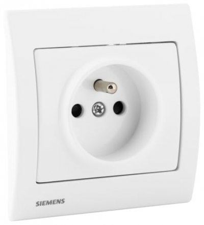 SIEMENS  - Lot de 3 Prise 2P+T Blanc Delta Iris + Plaque basic Silver